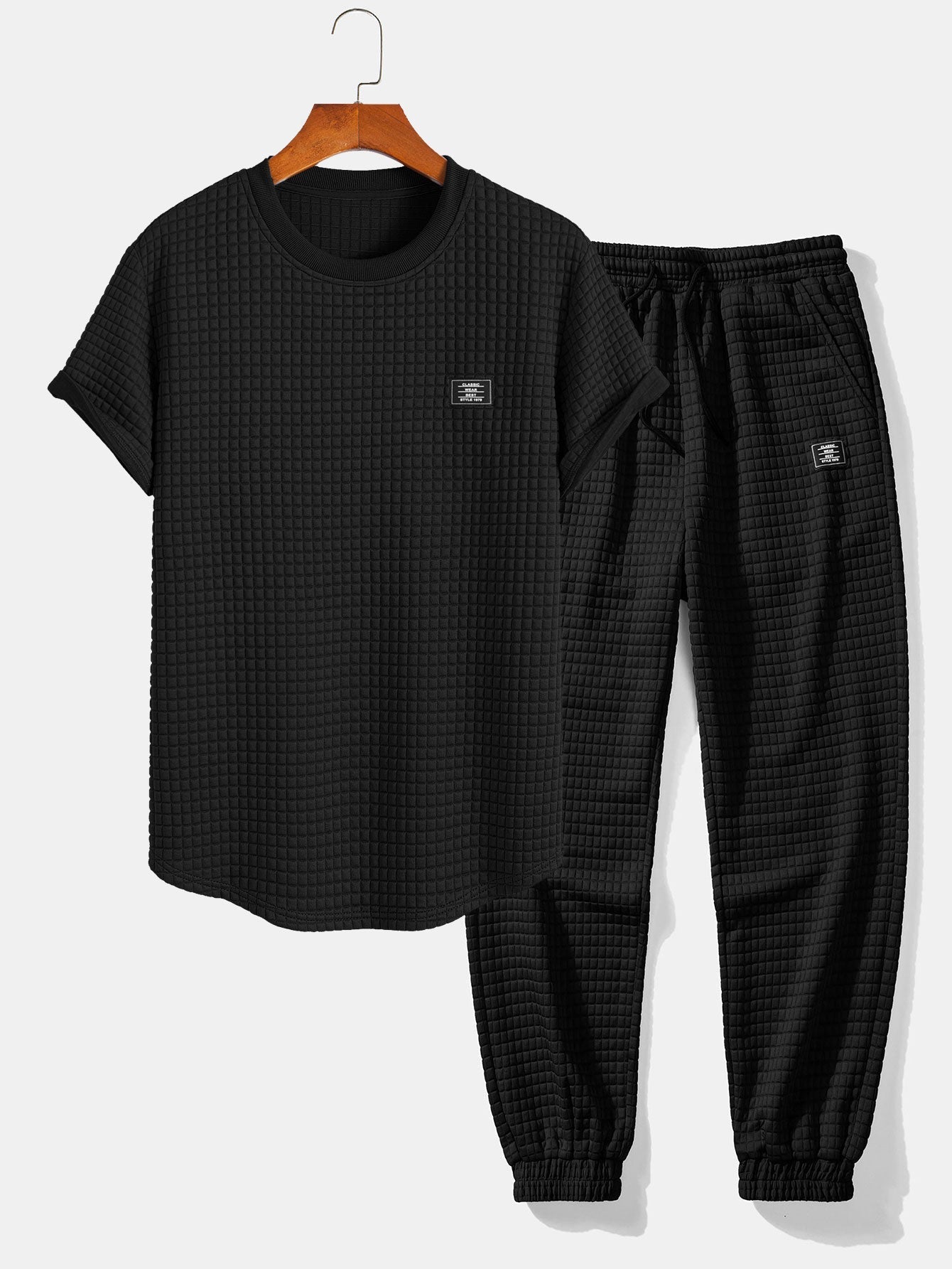 Alejo® | Short Sleeve Waffle Arc Hem T-Shirt & Jogger Pants