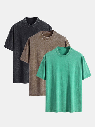 Adonai® | 3 Pieces Washed Distressed Drop Shoulder T-Shirt