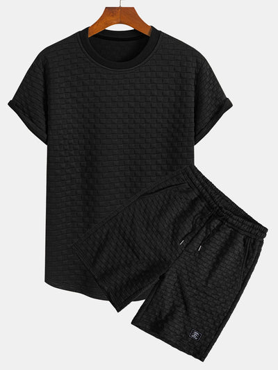 Jerónimo® | Checkerboard Jacquard Arc Hem T-Shirt & Checkerboard Jacquard Shorts