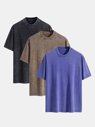 Adonai® | 3 Pieces Washed Distressed Drop Shoulder T-Shirt