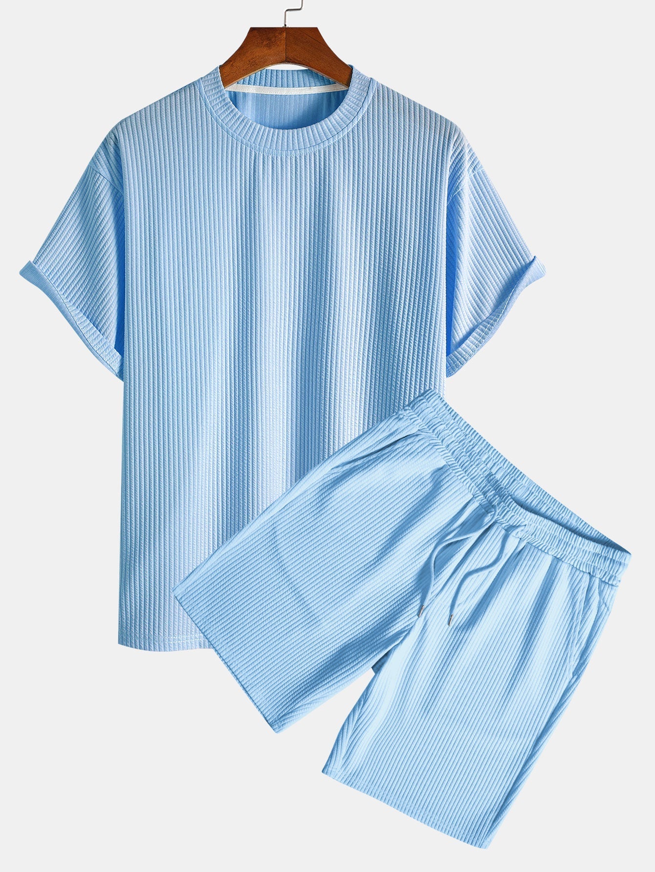 Ezequiel® | Relax Fit Ribbed T-Shirt & Drawstring Ribbed Shorts