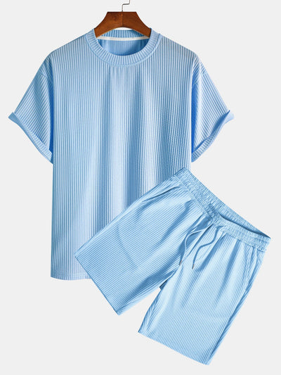 Ezequiel® | Relax Fit Ribbed T-Shirt & Drawstring Ribbed Shorts