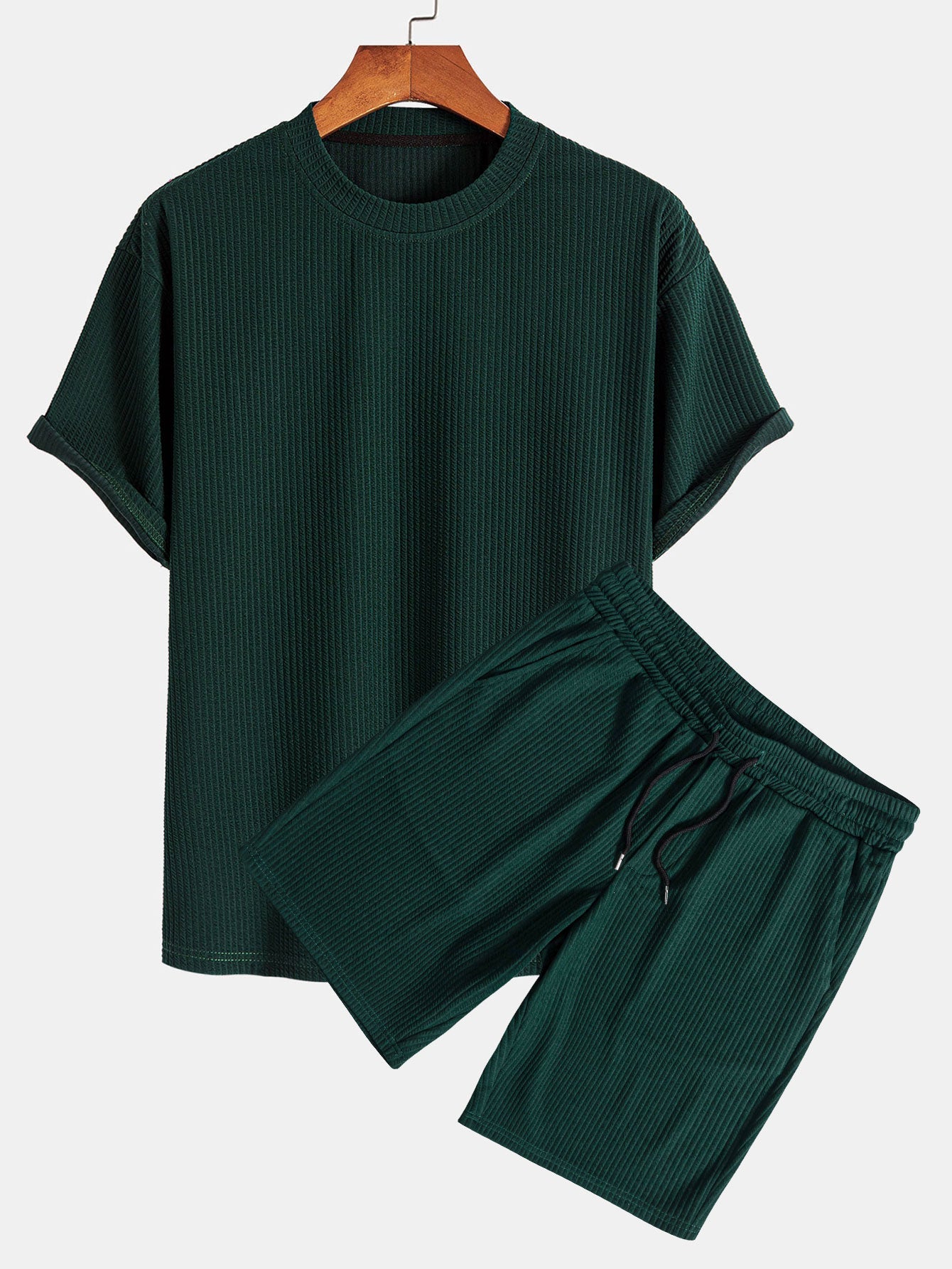 Ezequiel® | Relax Fit Ribbed T-Shirt & Drawstring Ribbed Shorts