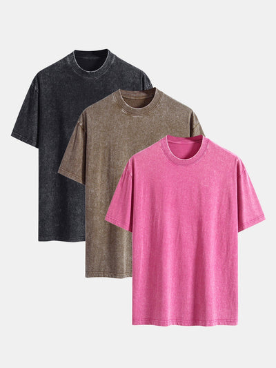Adonai® | 3 Pieces Washed Distressed Drop Shoulder T-Shirt