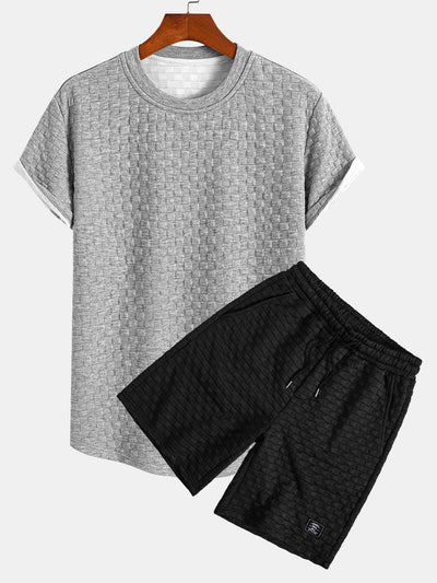 Jesús® | Checkerboard Jacquard Arc Hem T-Shirt & Checkerboard Jacquard Shorts
