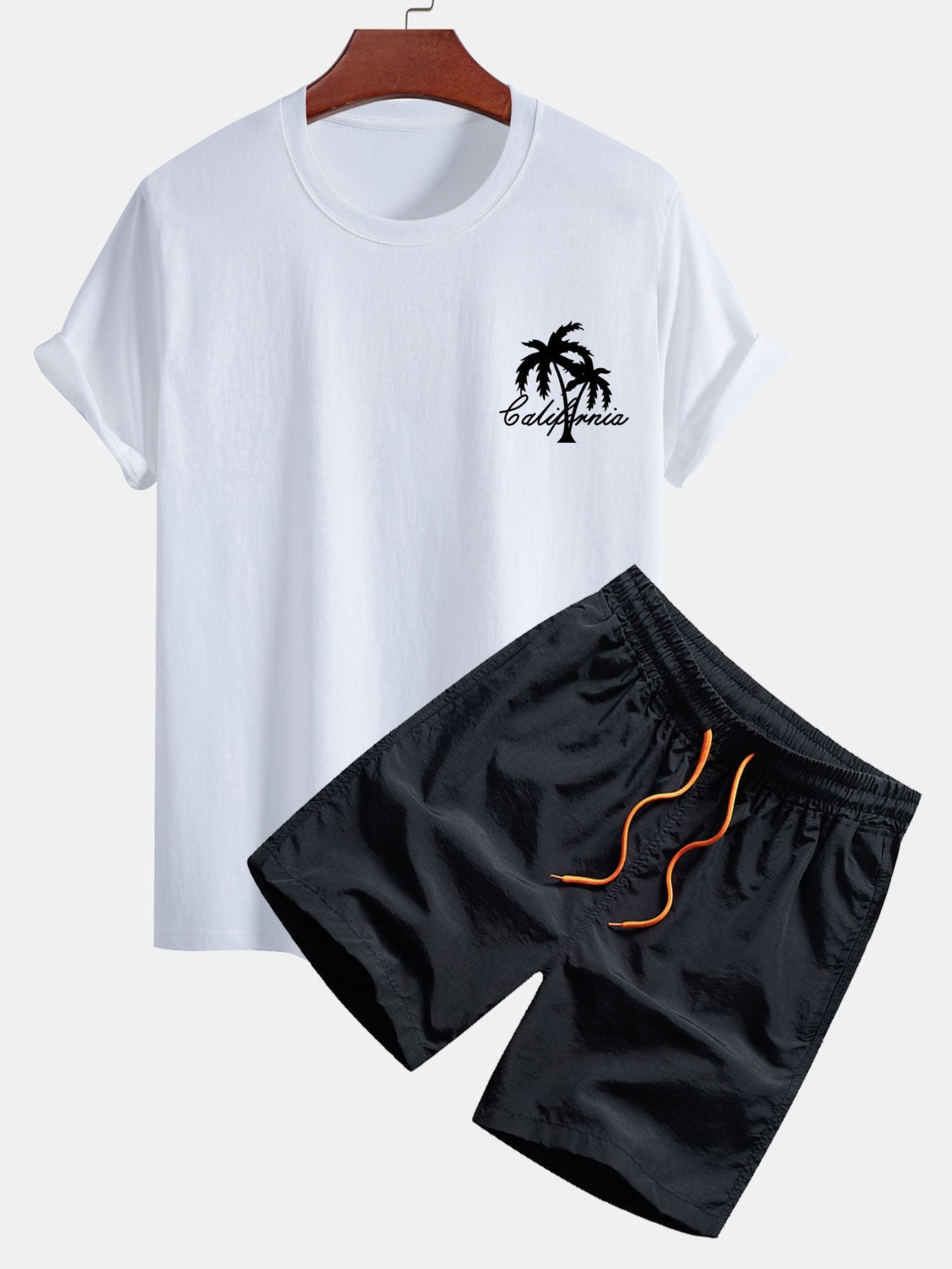 Carmelo® | California Palm Tree Print Cotton T-Shirt & Swim Shorts