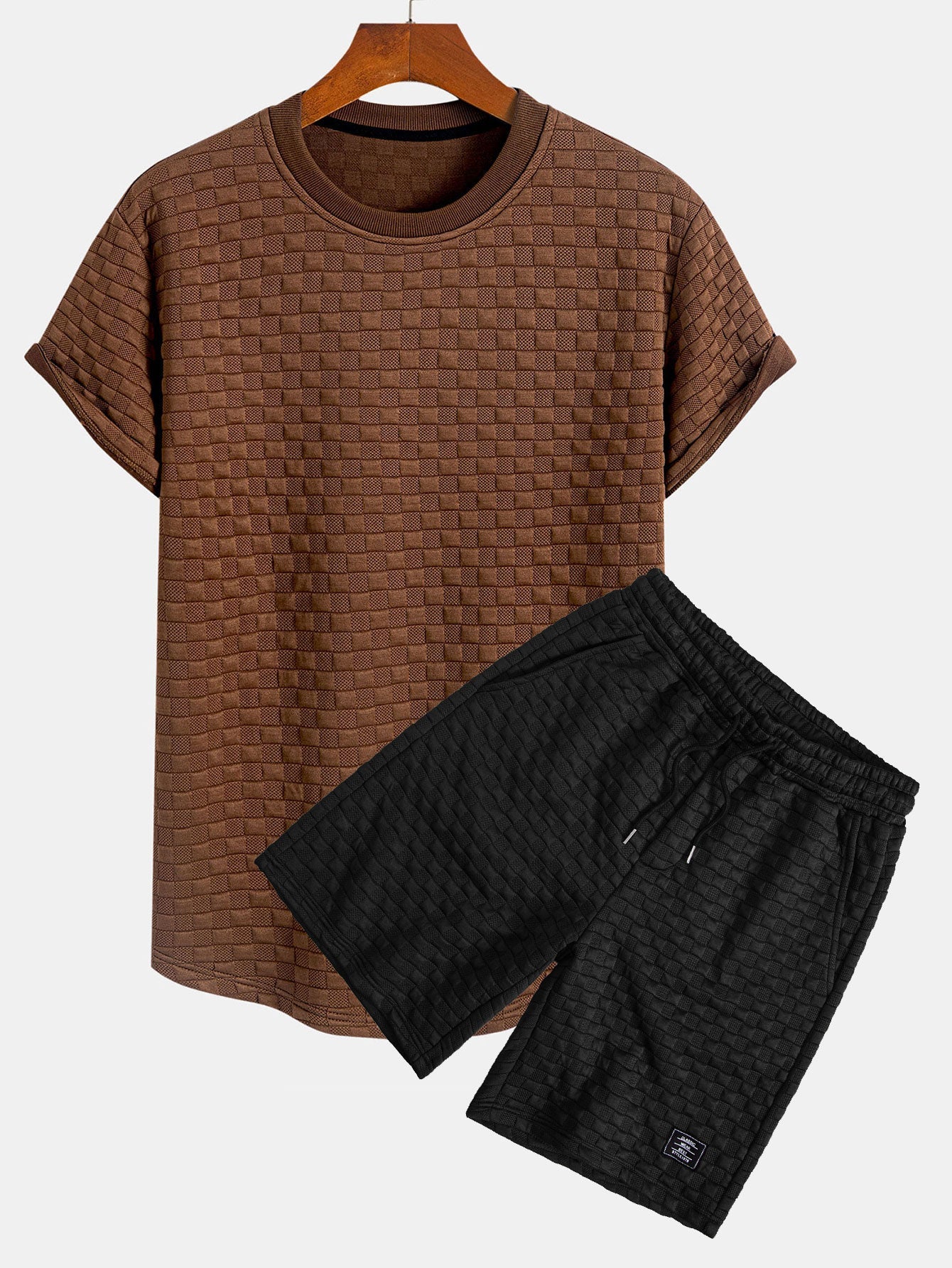 Jesús® | Checkerboard Jacquard Arc Hem T-Shirt & Checkerboard Jacquard Shorts