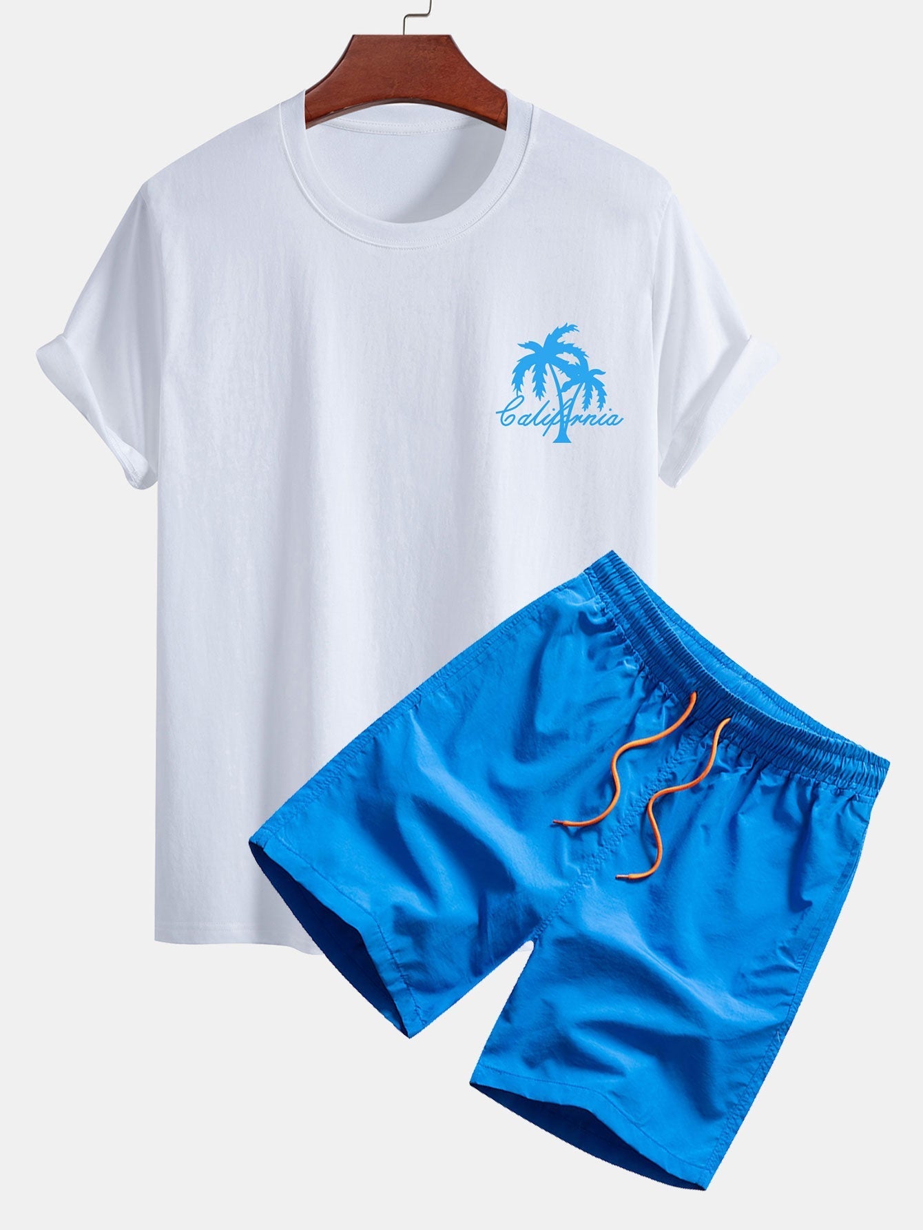Carmelo® | California Palm Tree Print Cotton T-Shirt & Swim Shorts
