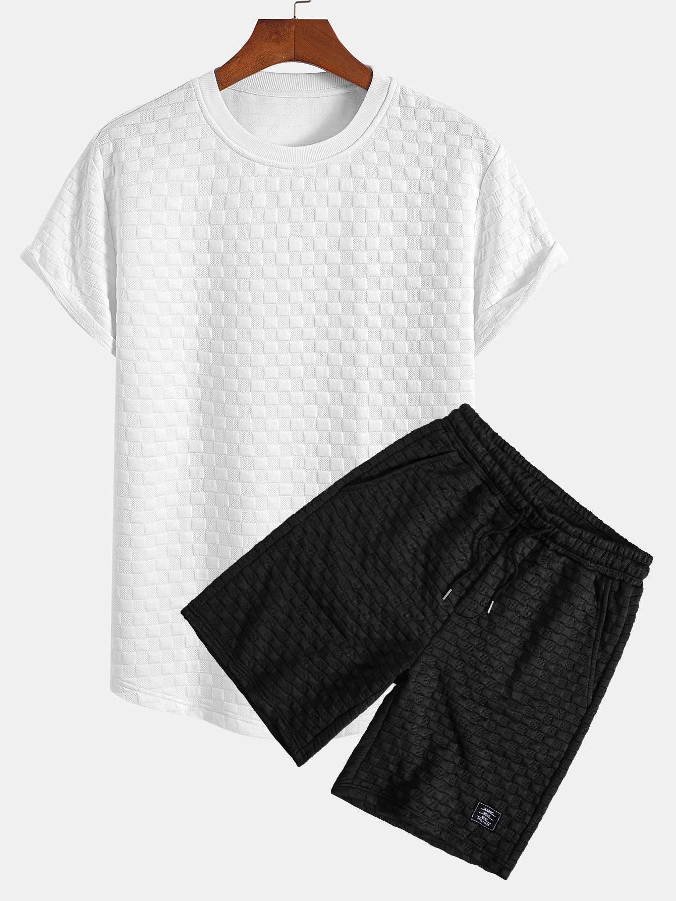 Jared® | Checkerboard Jacquard Arc Hem T-Shirt & Checkerboard Jacquard Shorts