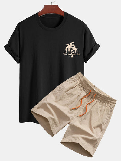 Federico® | Palm Tree Print Cotton T-Shirt & Swim Shorts