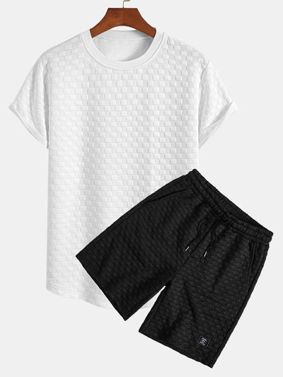 Jesús® | Checkerboard Jacquard Arc Hem T-Shirt & Checkerboard Jacquard Shorts