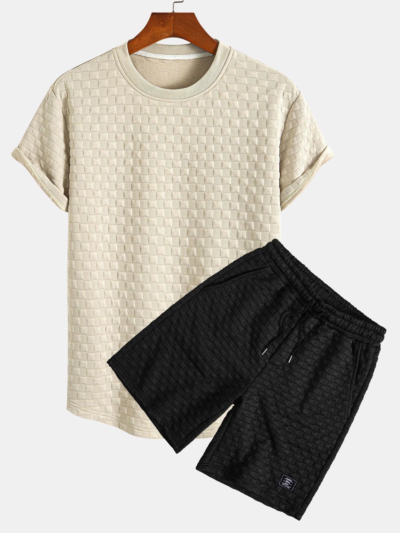 Jesús® | Checkerboard Jacquard Arc Hem T-Shirt & Checkerboard Jacquard Shorts