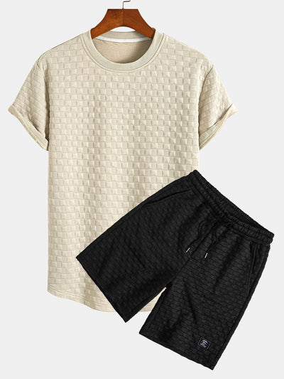Jesús® | Checkerboard Jacquard Arc Hem T-Shirt & Checkerboard Jacquard Shorts