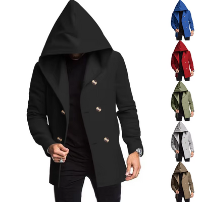 Numa | Men's Wool Coat with Hood - Double Breasted Warm & Elegant