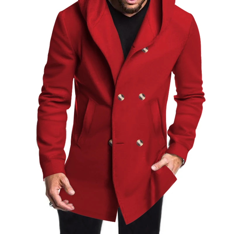 Numa | Men's Wool Coat with Hood - Double Breasted Warm & Elegant