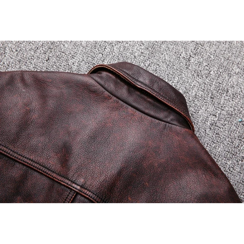 Théo | Elegant men's genuine leather jacket with zipper and buttons