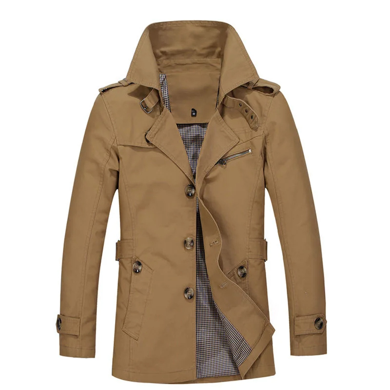 Paco | Men's winter coat - Elegant trench coat with belt loops and button placket