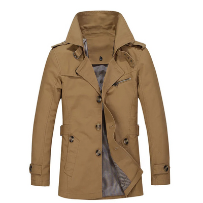 Paco | Men's winter coat - Elegant trench coat with belt loops and button placket