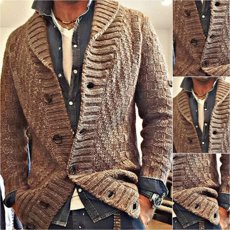 MEN'S VINE LAPELNIT CARDIGAN JACKET