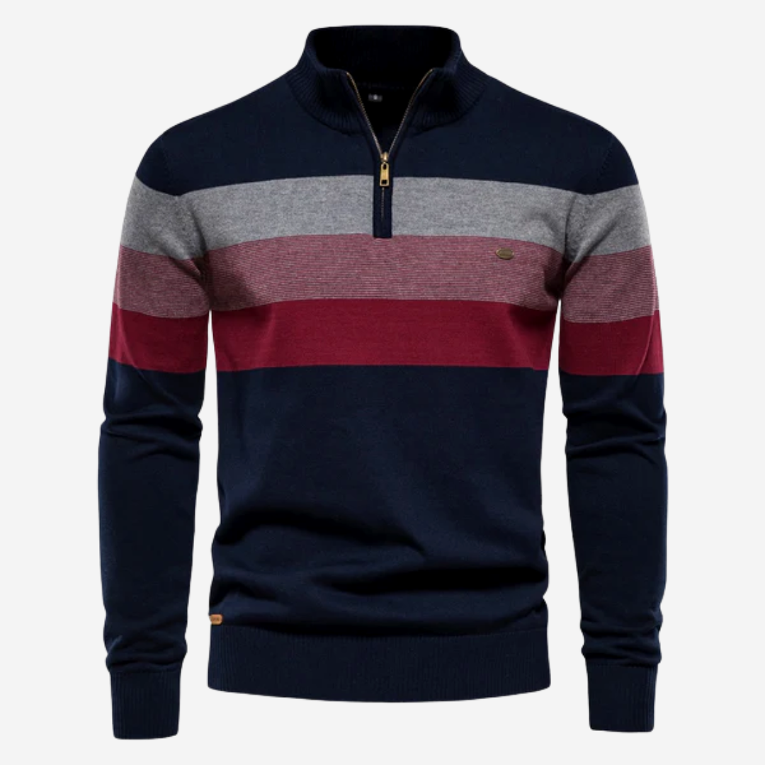 Steven® | Striped knitted sweater slim fit cotton blend