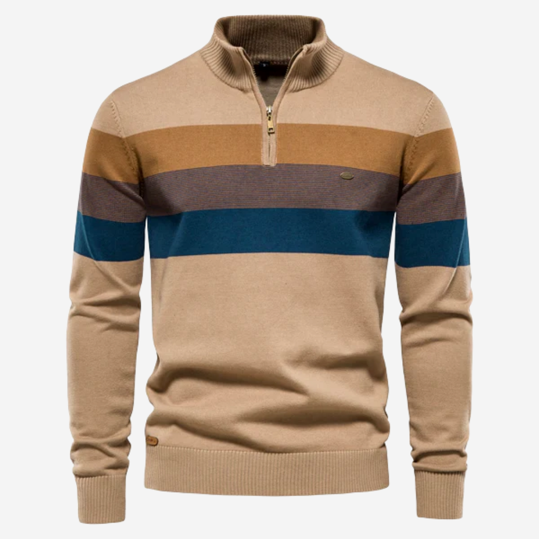 Steven® | Striped knitted sweater slim fit cotton blend
