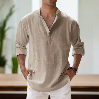Jim® | Long-Sleeved Cotton Shirt With V-Neck