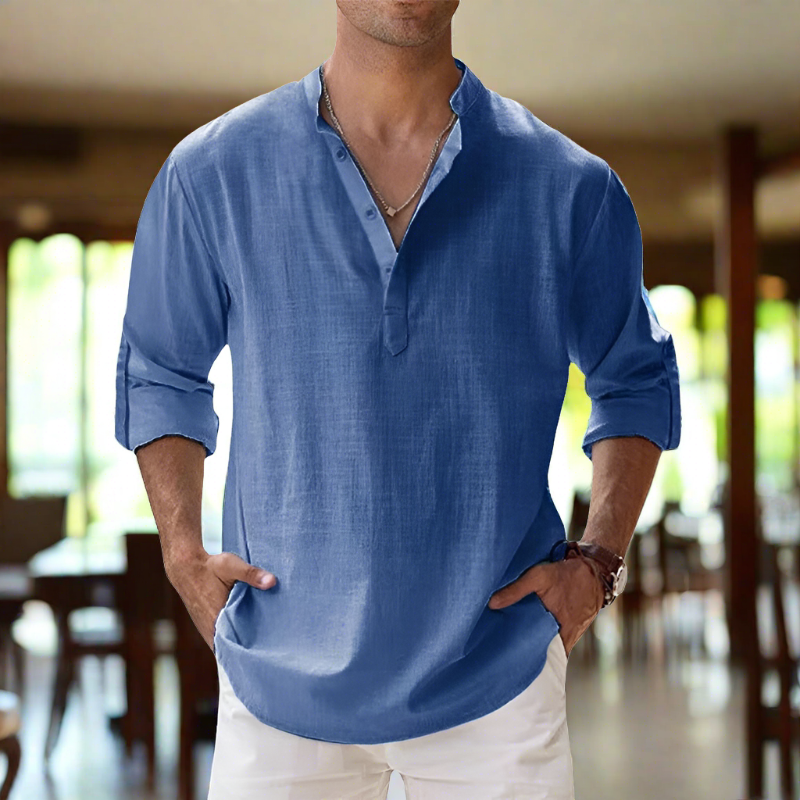 Jim® | Long-Sleeved Cotton Shirt With V-Neck