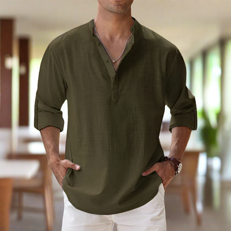 Jim® | Long-Sleeved Cotton Shirt With V-Neck