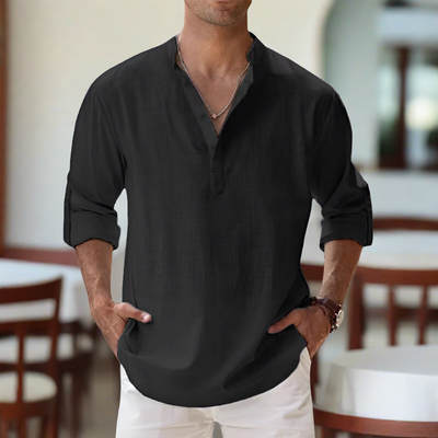 Jim® | Long-Sleeved Cotton Shirt With V-Neck