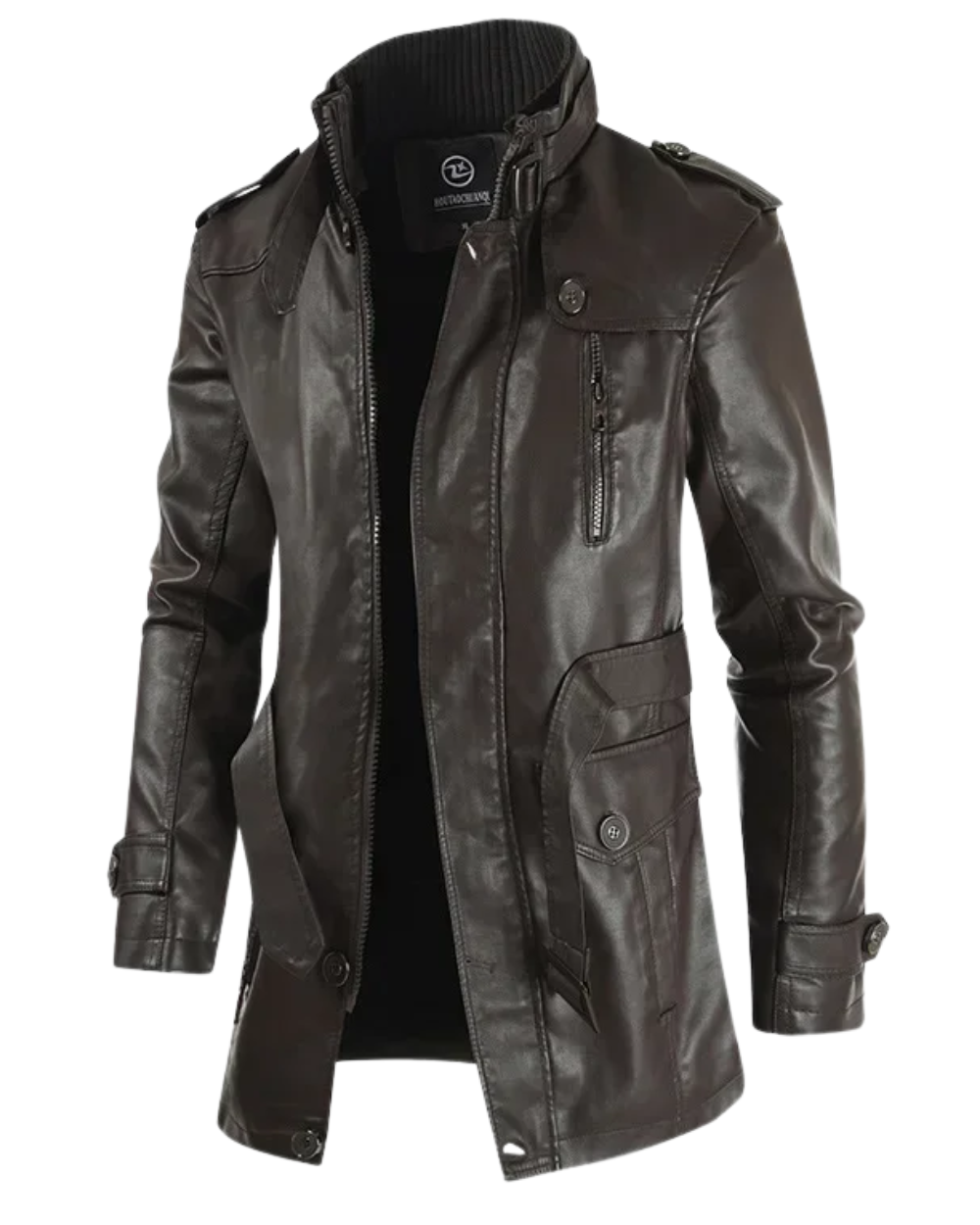 Pierce | Stylish long leather biker jacket