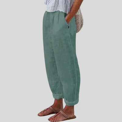 Hendrix® | Beige Linen Trousers For Men