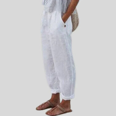 Hendrix® | Beige Linen Trousers For Men