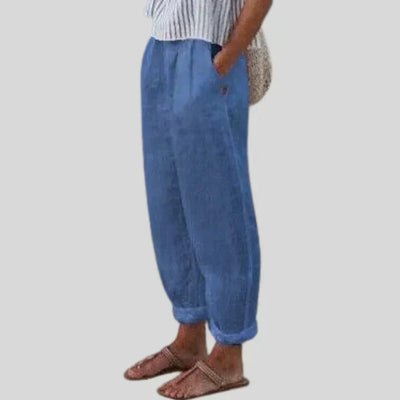 Hendrix® | Beige Linen Trousers For Men