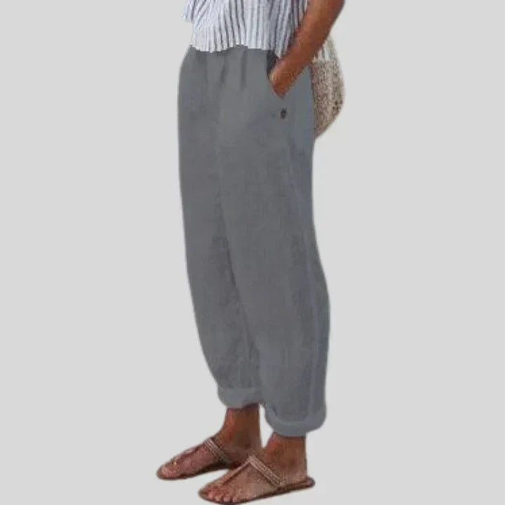 Hendrix® | Beige Linen Trousers For Men