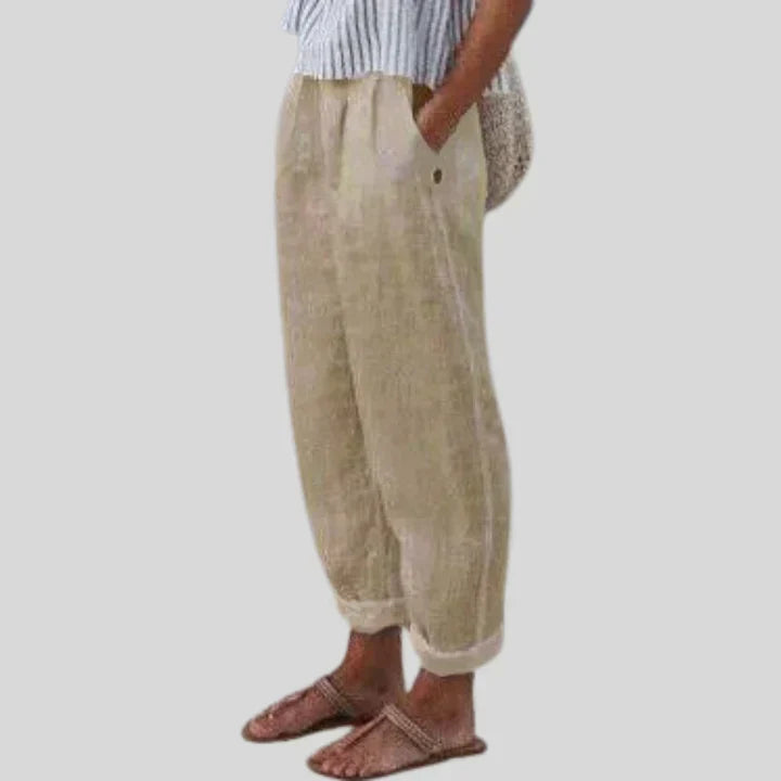 Hendrix® | Beige Linen Trousers For Men
