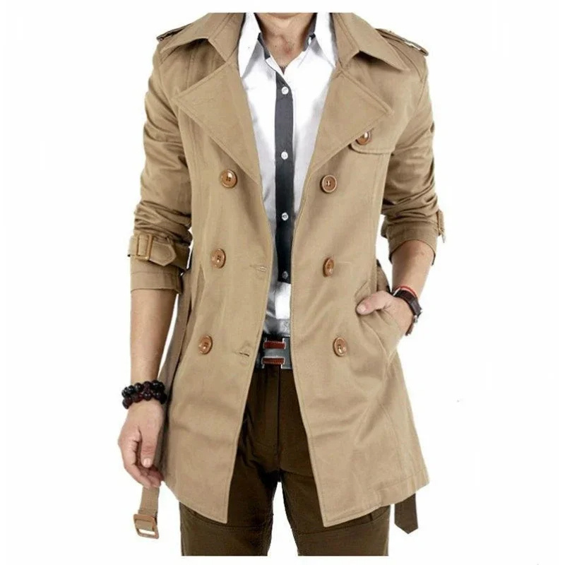 Paris | Men's long trench coat with belt - elegant business coat