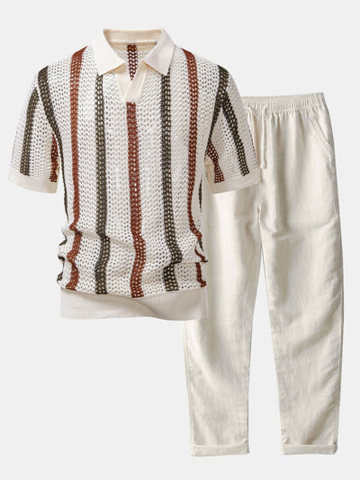 Hello Crochet Polo Shirt & Straight Linen Pants