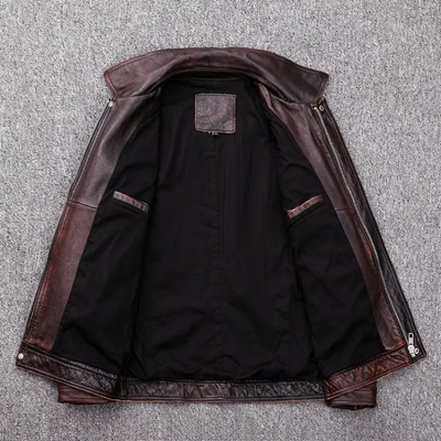 Théo | Elegant men's genuine leather jacket with zipper and buttons