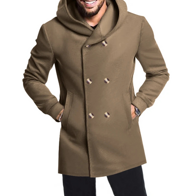 Numa | Men's Wool Coat with Hood - Double Breasted Warm & Elegant