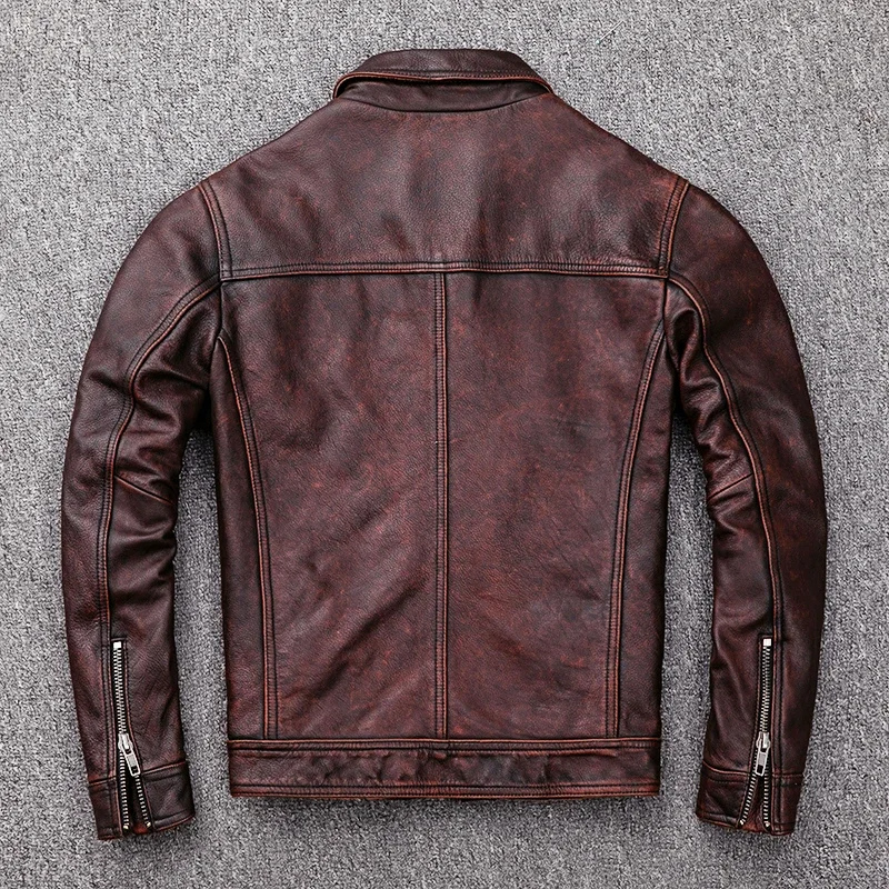 Théo | Elegant men's genuine leather jacket with zipper and buttons