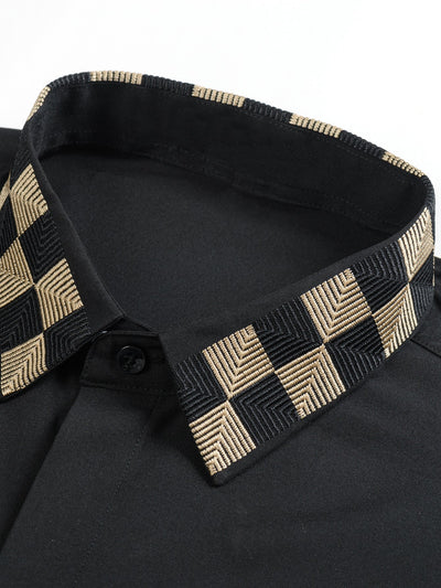 Laban® | Long Sleeve Embroidered Hidden Buttons Placket Shirt