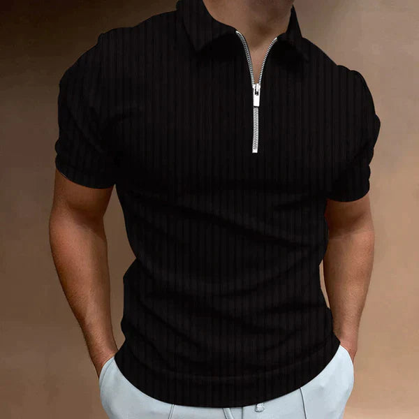 Maxim | Sporty men's polo shirt with stripes and zip