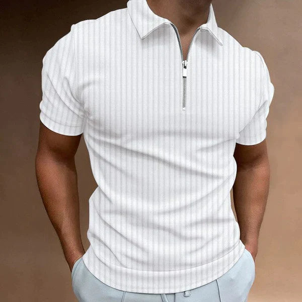 Maxim | Sporty men's polo shirt with stripes and zip