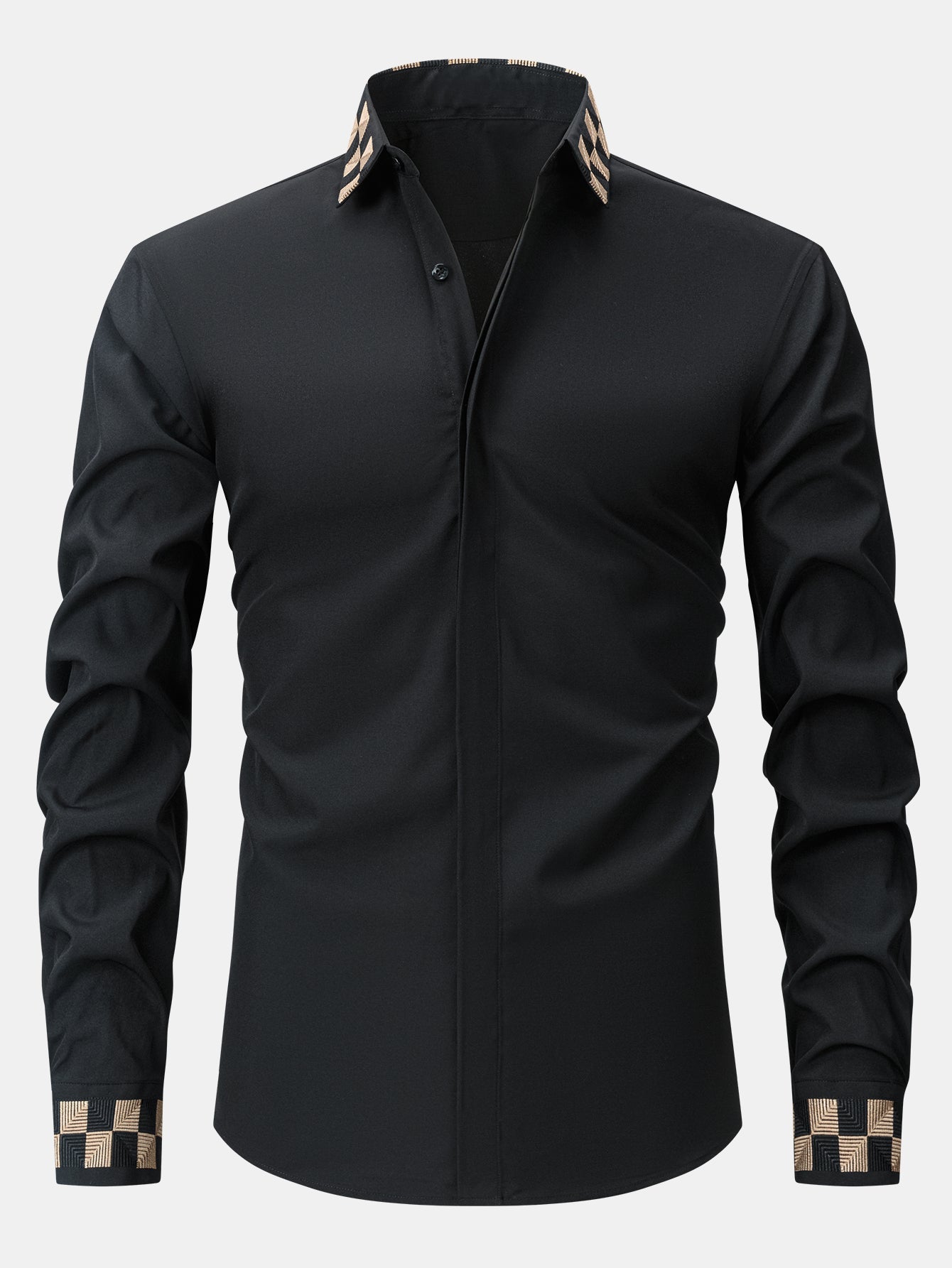 Laban® | Long Sleeve Embroidered Hidden Buttons Placket Shirt
