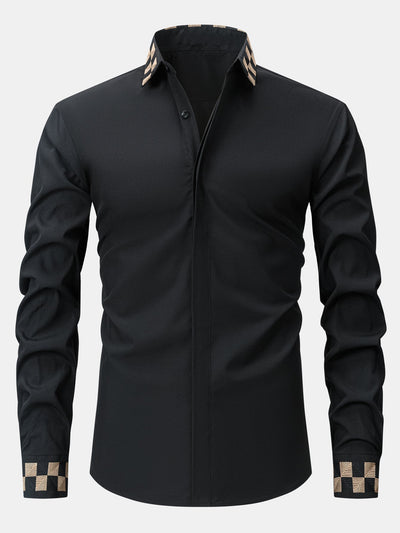 Laban® | Long Sleeve Embroidered Hidden Buttons Placket Shirt
