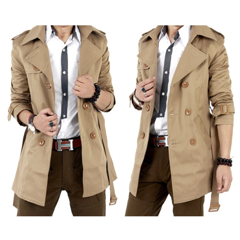 Paris | Men's long trench coat with belt - elegant business coat