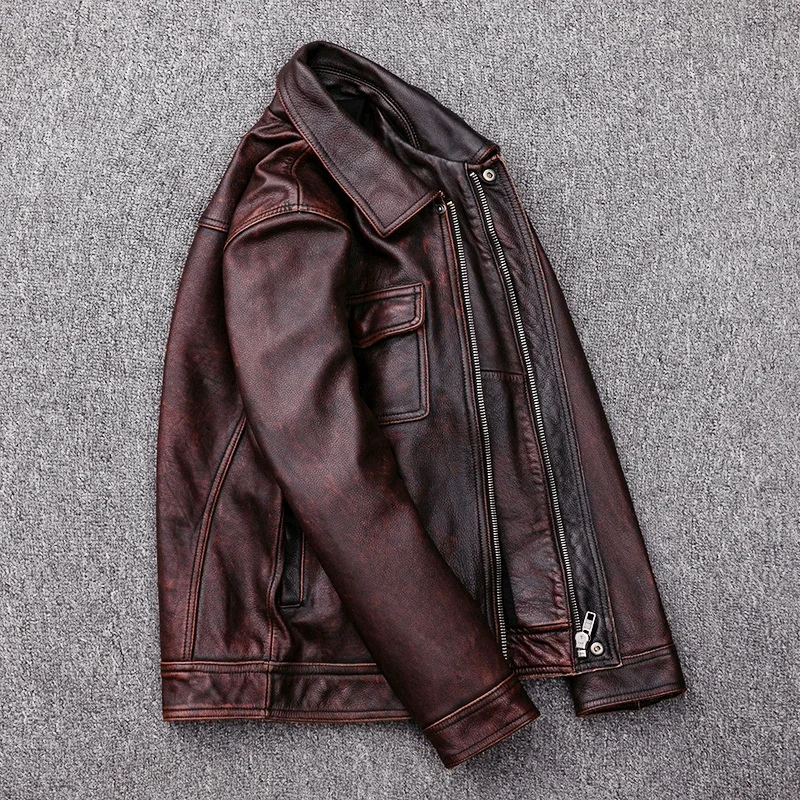 Théo | Elegant men's genuine leather jacket with zipper and buttons