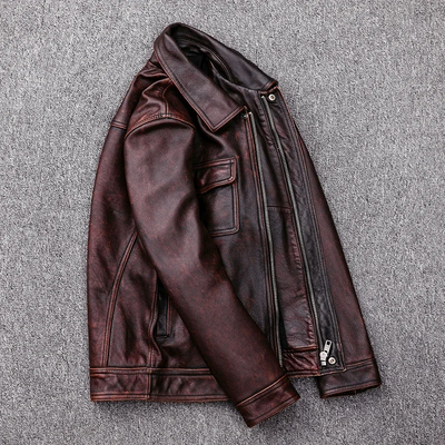 Théo | Elegant men's genuine leather jacket with zipper and buttons