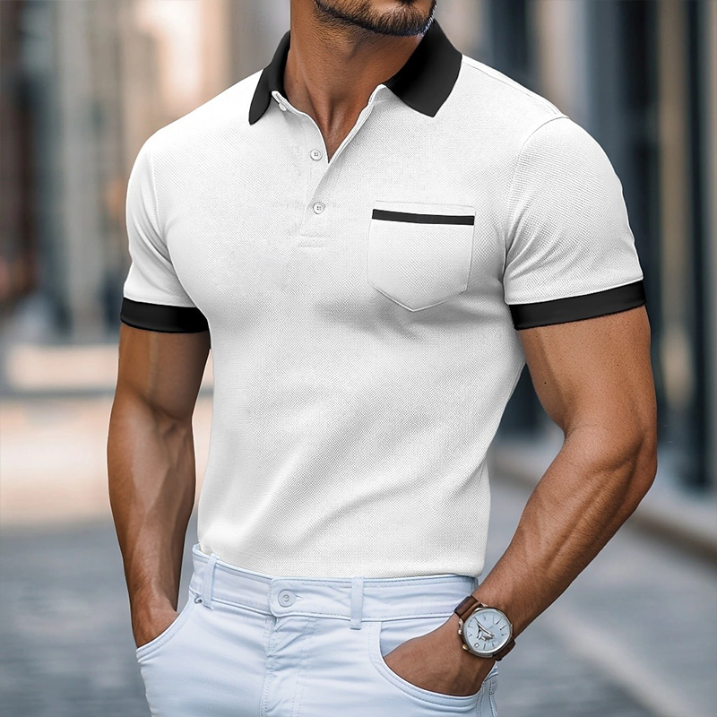 Austin | Men'S Retro Casual Colorblock Short Sleeve Polo Shirt