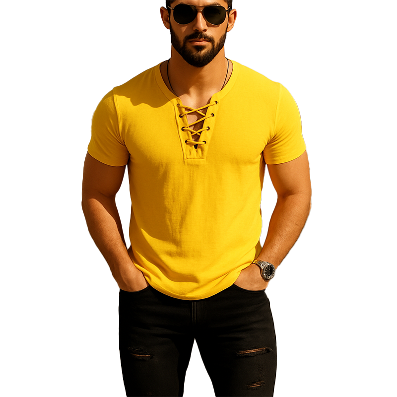 Kurt | Men'S Summer Fashion Lace-Up Thin Linen Short-Sleeved Shirt